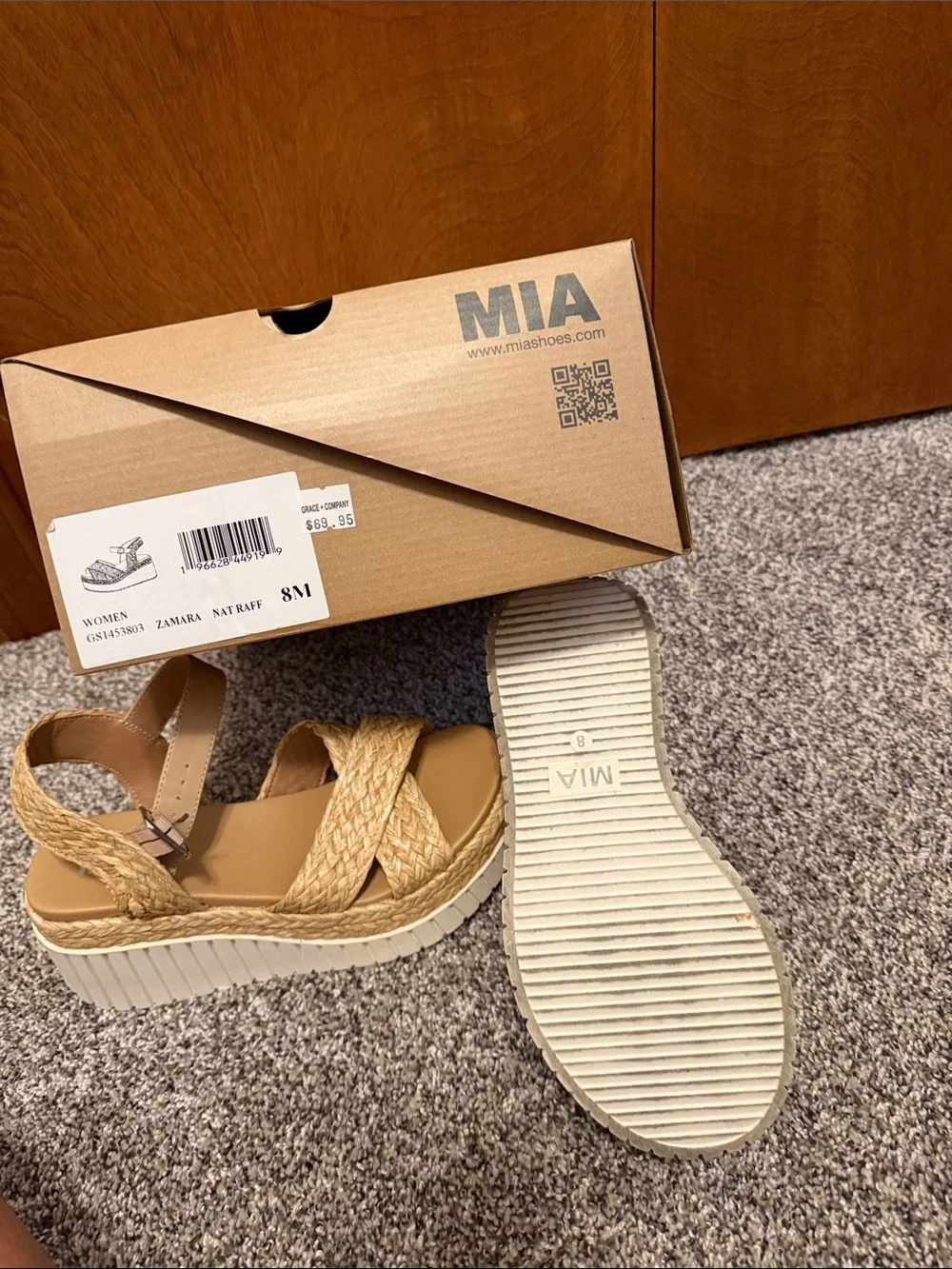 MIA Natural Woven Platform Sandals with Ankle Strap